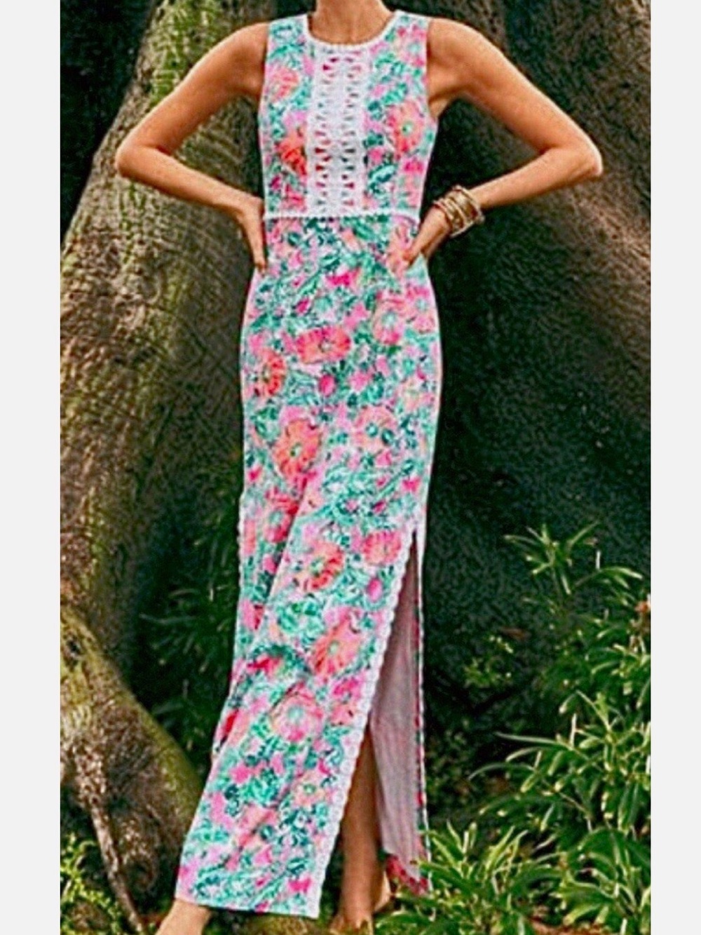 Lilly Pulitzer Ashler Maxi Stretch Shift Dress, Soleil Perfect Poppy Print.SMALL